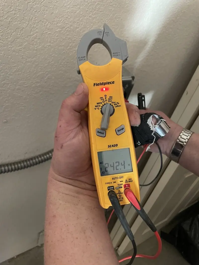 Voltage testing with clamp meter during Electrical Installation Services in Rohnert Park